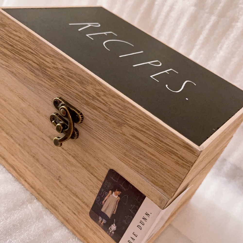 Rae Dunn Wood Recipes Box New - Picture 2 of 2